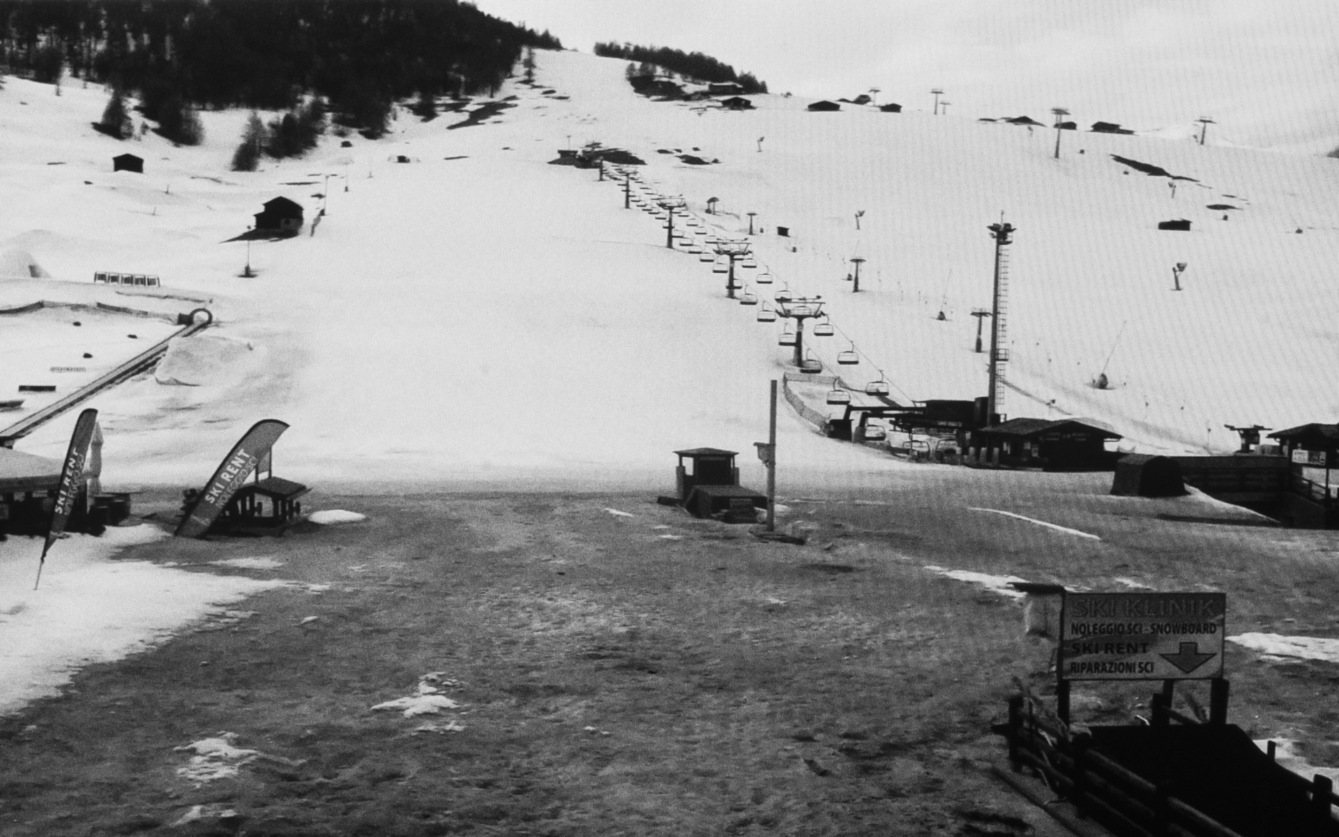 Livigno, Ski Center - One of the many empty ski lifts of Livigno ski center, Province Sondorio. March 29. 2020.